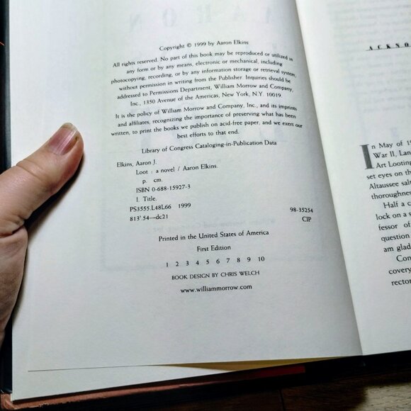 1st Print Aaron Elkins Loot First Edition Hardcover Book 1999 - Picture 5 of 5